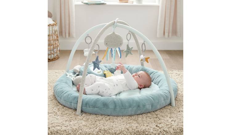 Mamas & Papas Comfy Padded Faux Fur Baby Playmat Gym - Blue 