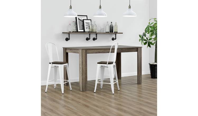 Dorel Luxor Pair of Metal Bar Stool - White