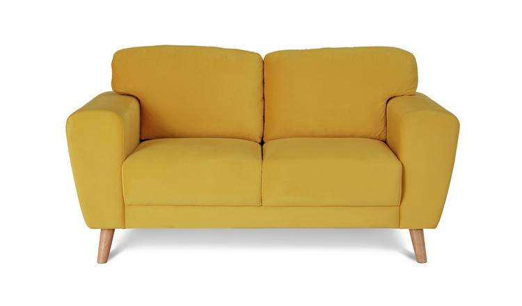 Habitat Snuggle 2 Seater Velvet Sofa - Yellow