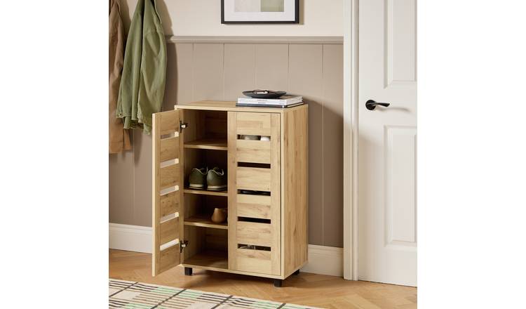 Argos Home Tallo Slatted 2 Door Shoe Cabinet - Natural