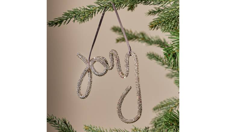 Argos Home Crystal Rhinestones Joy Hanging Christmas Ornament