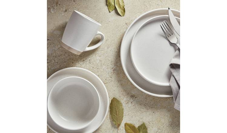 Barbary & Oak Avena 16 Piece Stoneware Dinner Set - White