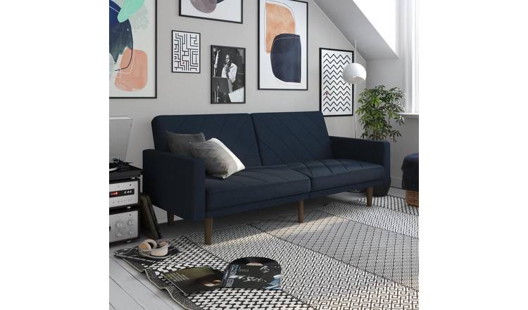 Dorel Paxson Fabric Small Double Chaise Sofa Bed - Navy Blue