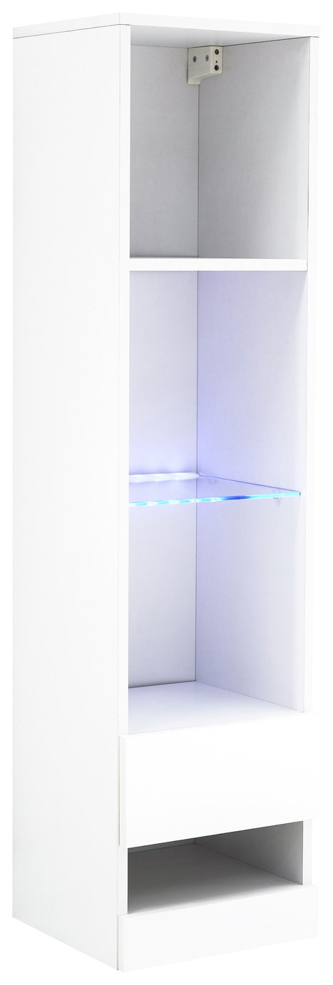 GFW Galicia Wall Mounted Narrow LED Bookcase- White