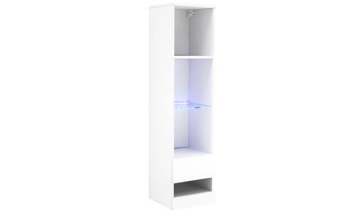 Galicia Wall Mounted Narrow LED Bookcase- White