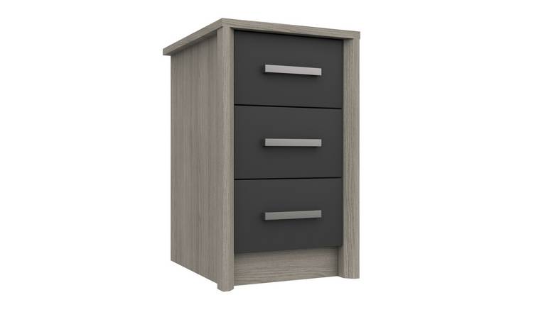 Grasmere 3 Drawer Bedside Table - Dark Grey