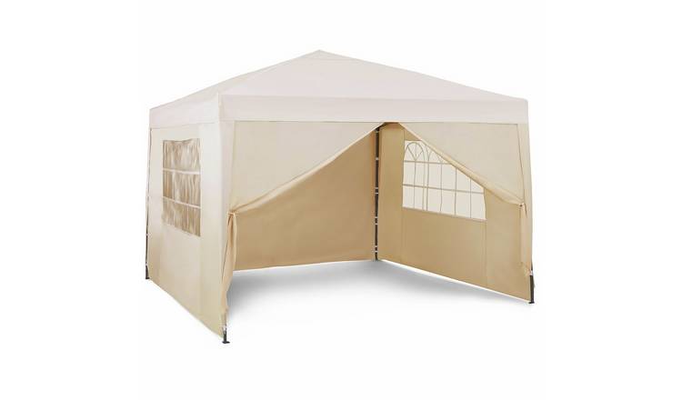VonHaus 3m x 3m Pop-Up Garden Gazebo Set with 4 Side Panels - Cream
