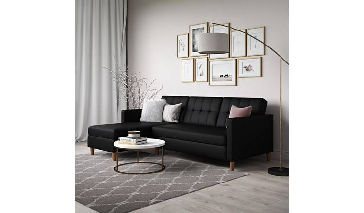 Dorel Hartford Faux Leather Futon Sofa Bed - Black