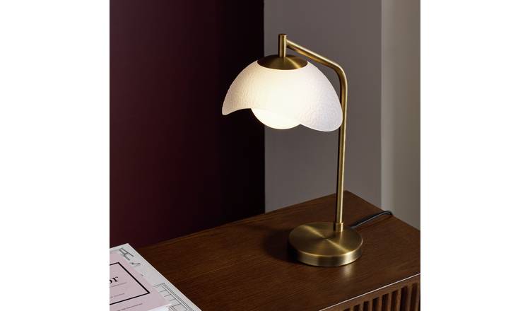 Habitat Arti Textured Glass Metal Table Lamp - Brass