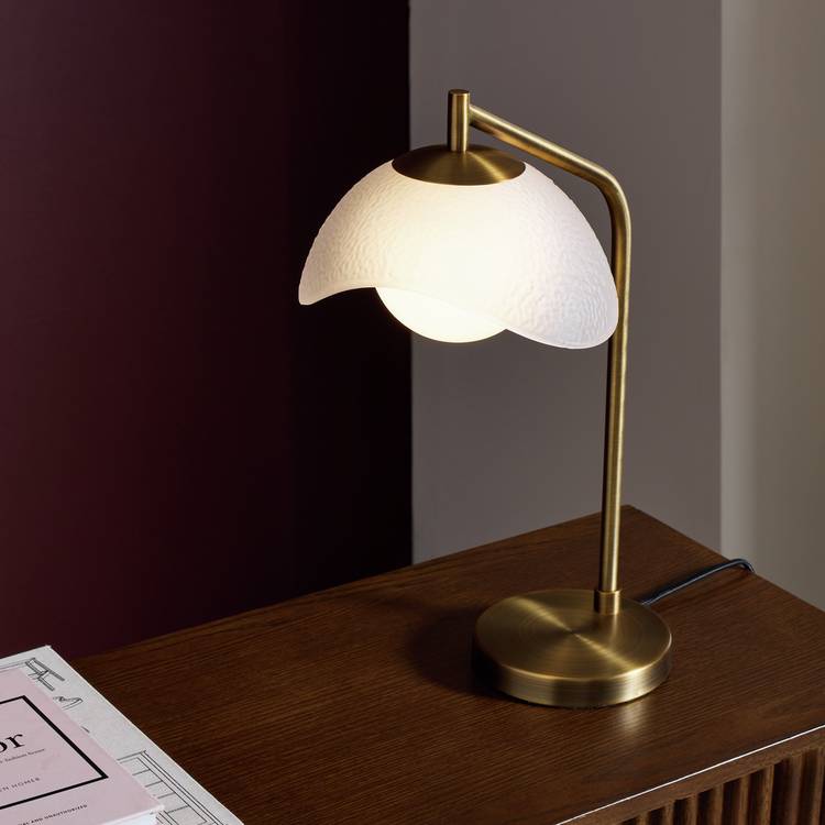 Habitat Arti Textured Glass Metal Table Lamp - Brass 0