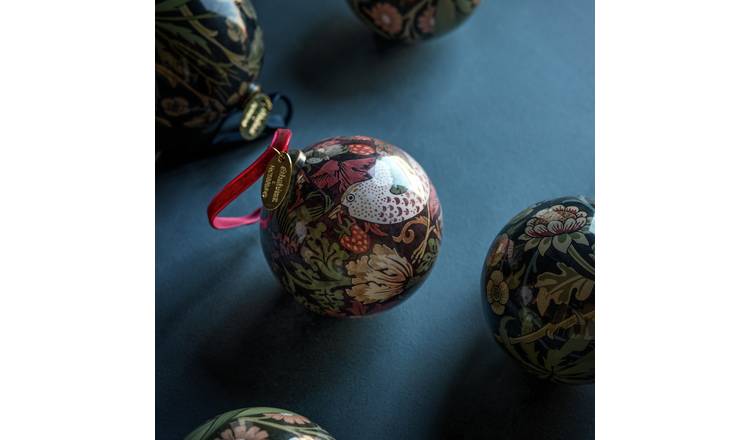 Habitat x Morris & Co. Decoupage Christmas Baubles - Pack of 3