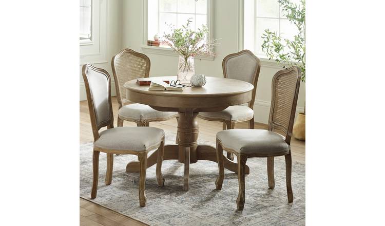 Julian Bowen Camille Extending Round Light Wood Dining Table & 4 Chairs