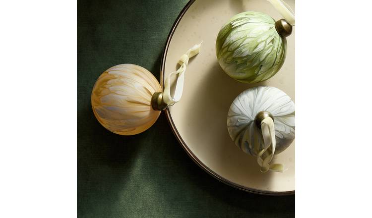 Habitat Marbled Glass Christmas Bauble - Pack of 3