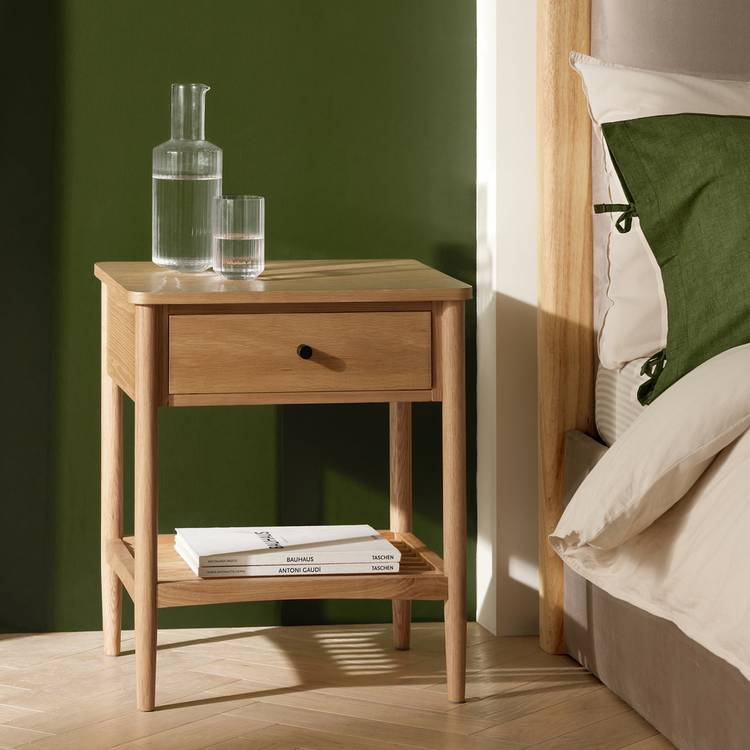Habitat Chiltern 1 Drawer Bedside Table - Light Wood 0