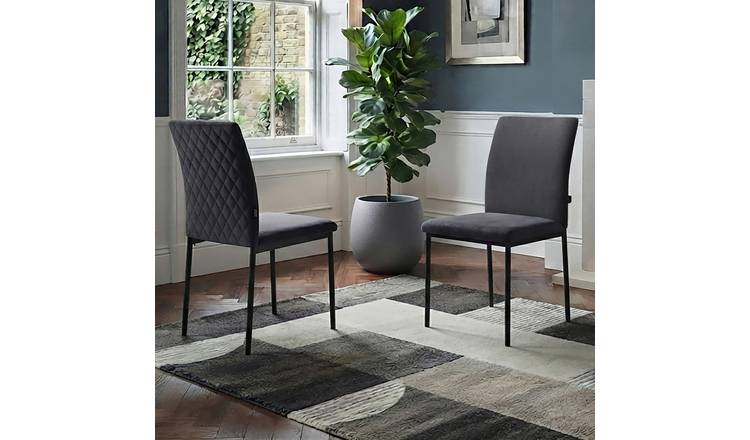 Dorel Pavia Pair Of Velvet Dining Chairs - Grey