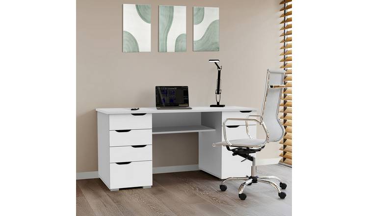 Dorel Kentucky 4 Drawer Office Desk - White