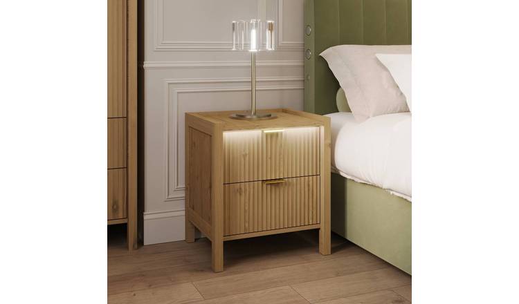 XR Living Dakota 2 Drawer Bedside Table with App Controlled LED - Natural