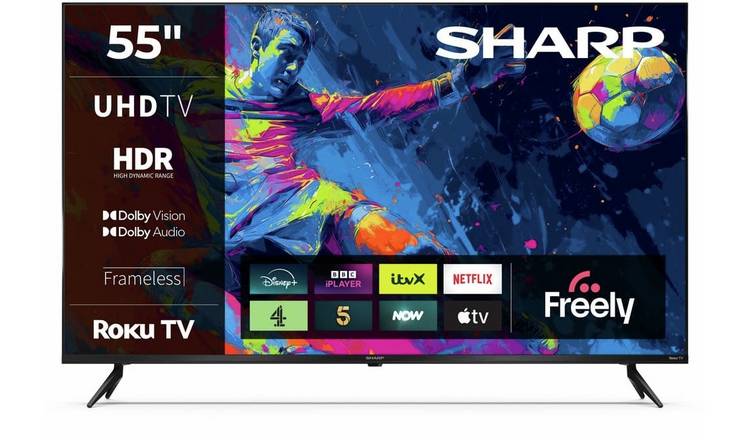 Sharp 55 Inch 4T-C55GJ4020K Smart 4K UHD HDR ROKU Freely TV