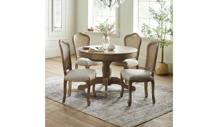 Julian Bowen Camille Extending Light Wood Dining Table & 4 Light Wood Chairs