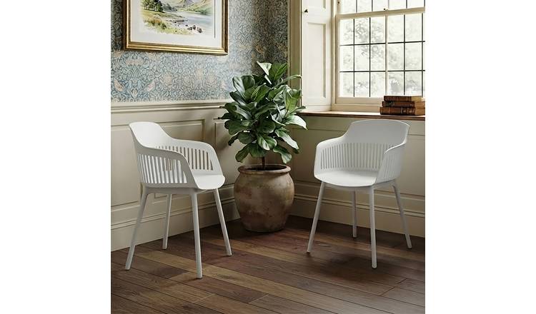 Dorel Camelo Pair Of Plastic Dining Chairs - White