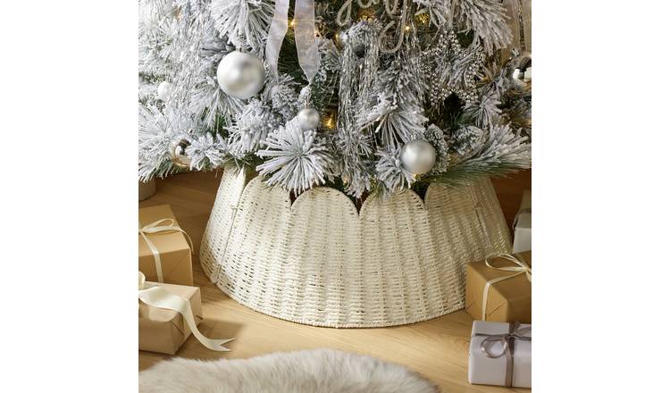 Argos Home Woven Seagrass Christmas Tree Skirt - White