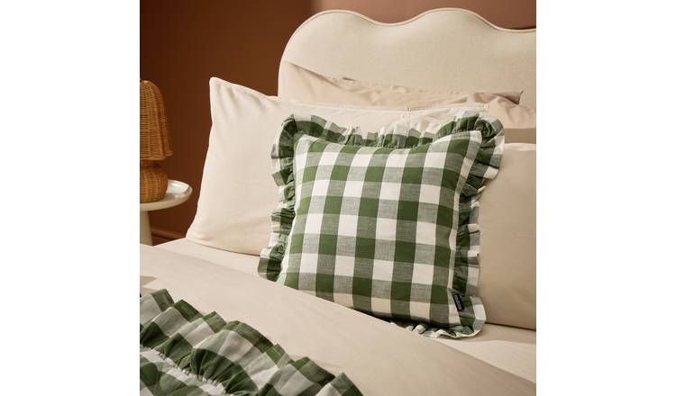 Habitat Gingham Cushion - Green - 43x43cm
