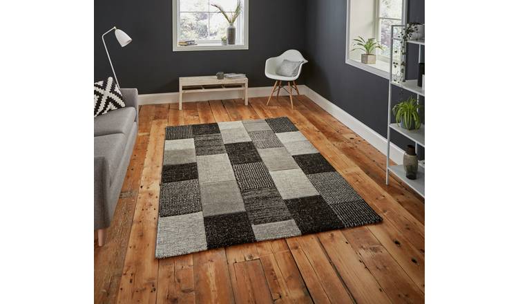 Think Rugs Brooklyn Geometric Black and Grey Rug - 200x290cm