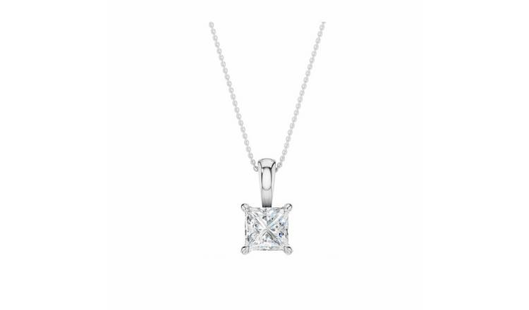 Pure Brilliance 9ct White Gold Princess Cut Pendant Necklace