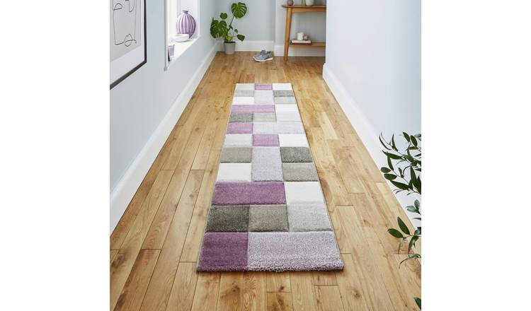 Think Rugs Brooklyn Geometric Purple Runner - 60x230cm