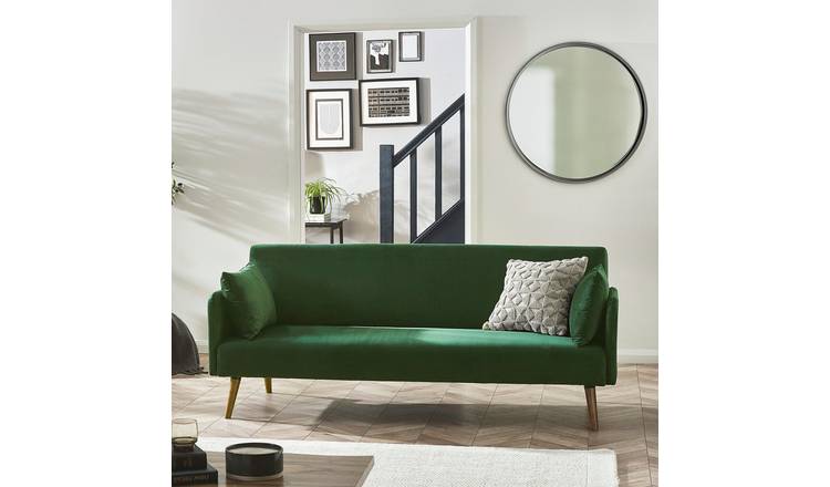 Julian Bowen Andi Fabric Sofa Bed Light Wood Feet - Green