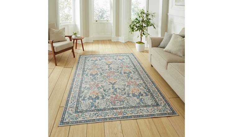 Think Rugs Versailles Floral Blue Rug - 152x230cm