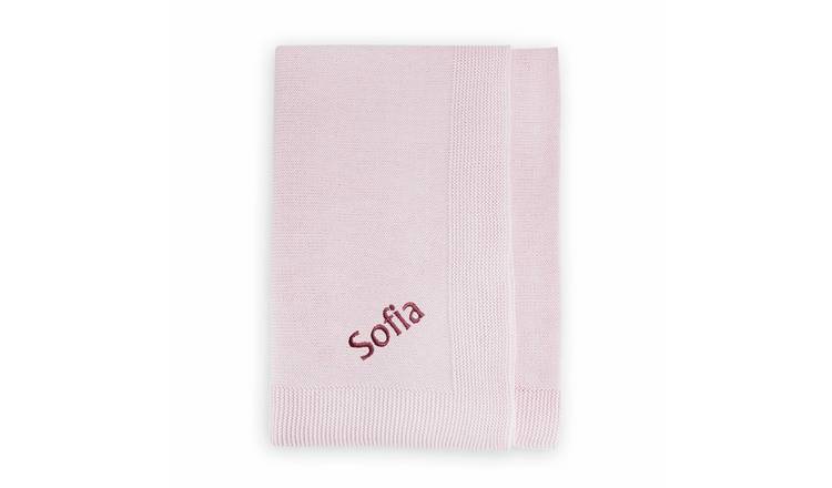 Babyblooms Personalised Cotton Knitted Baby Blanket - Pink