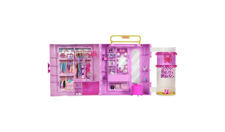 Barbie Closet with Spin & Style Feature, Vanity, Ottoman, 4 Fashions, 20+ Pieces