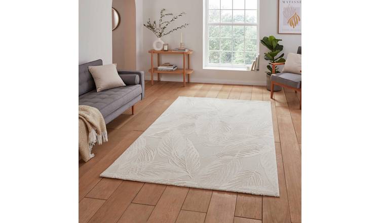 Think Rugs Flores Leaf Cream Rug - 120x170cm