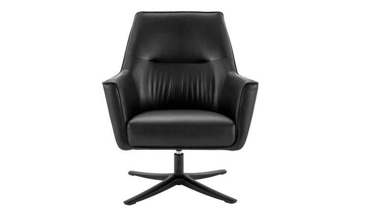 Buy Habitat Rhett Faux Leather Swivel Chair - Black | Armchairs and