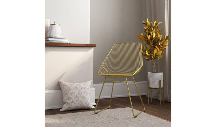 Dorel Ellis Metal Dining Chairs - Gold