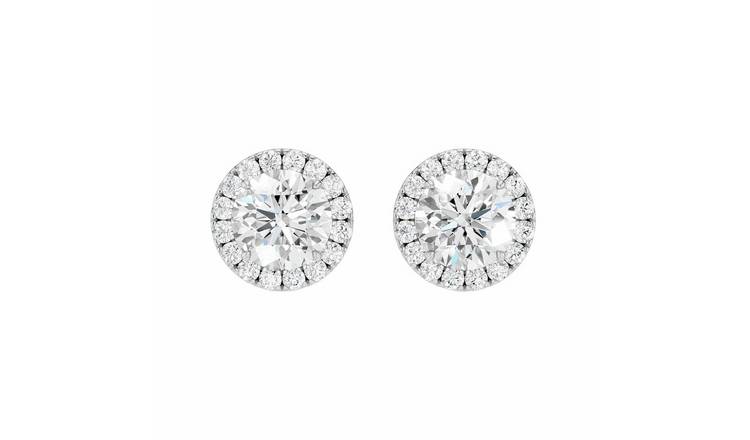 Pure Brilliance 9ct White Gold 1.15ct Diamond Round Brilliant Cut Stud Earrings