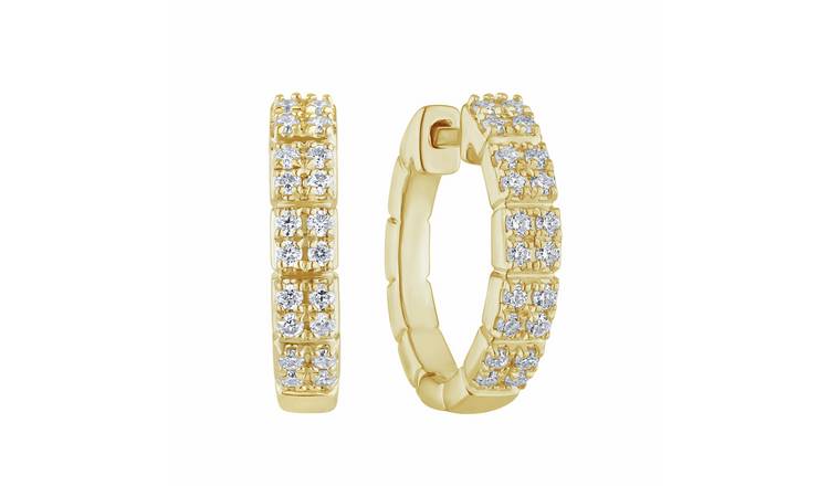 Jewel and Gem 9ct Yellow Gold 0.25ct Diamond Round Huggie Earrings