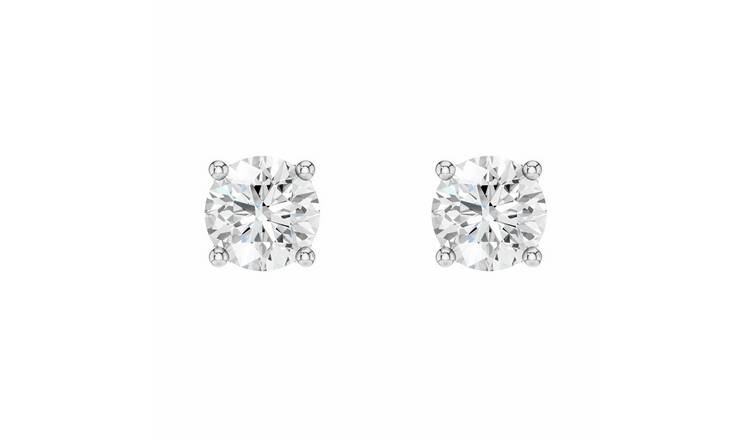 Pure Brilliance 9ct White Gold 1ct Diamond Round Brilliant Cut Stud Earrings