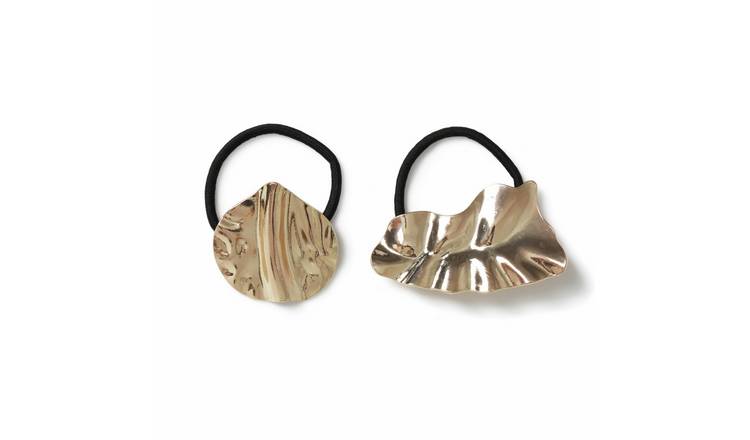 Freedom Gold Tone Sculptural Metallic Hair Ties - Pack of 2