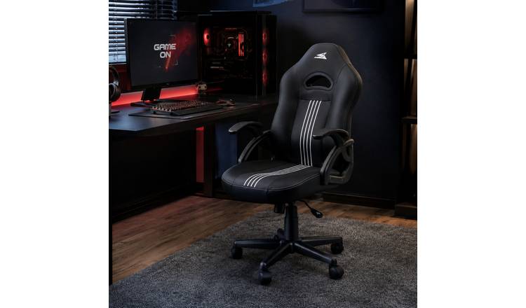 White Shark Baracuda Abalone PU Leather Gaming Chair - Black and White