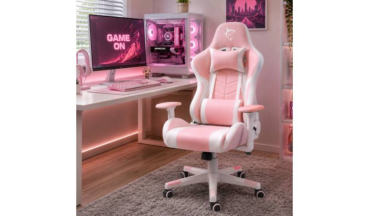 White Shark Roxy PU Leather Gaming Chair - White and Pink