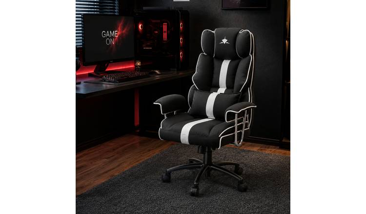 White Shark Le Mans Faux Leather Gaming Chair - Black and White