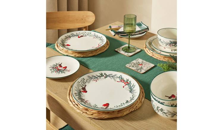 Argos Home Robin 12 Piece Stoneware Dinner Set - Green