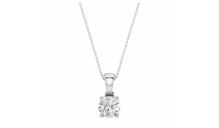 Pure Brilliance 9ct White Gold 0.5ct Diamond Round Solitaire Pendant Necklace