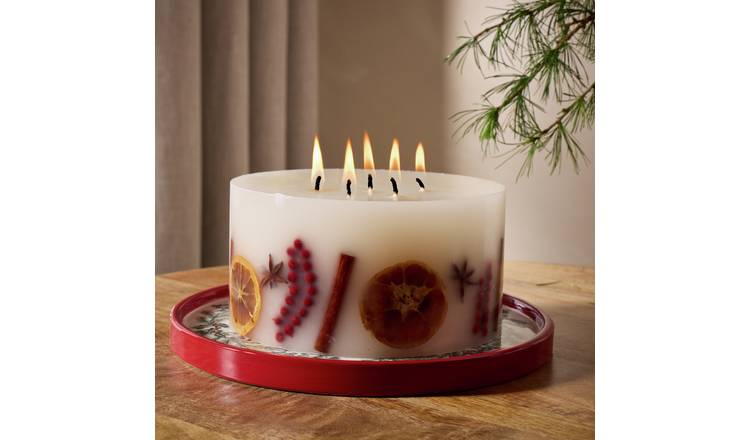 Argos Home Christmas Extra Large Inclusion Multiwick Candle - Christmas Spice