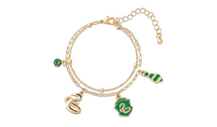 Harry Potter Gold Tone Slytherin Charms Layered Bracelet