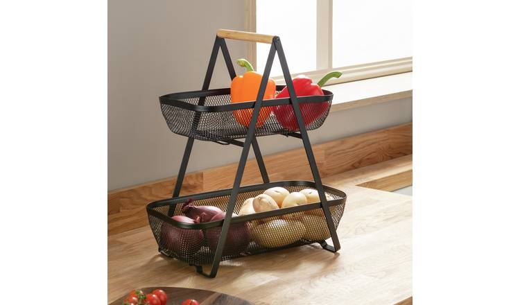 Argos Home 2 Tier Wire Storage Basket - Black