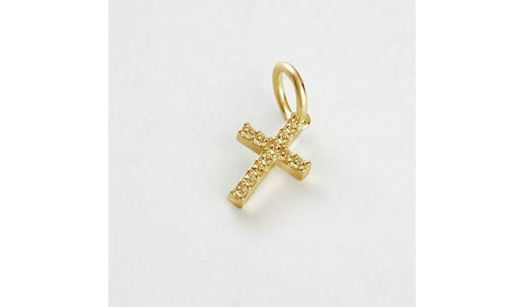 Revere Gold Plated 925 Sterling Silver Cubic Zirconia Cross Charm