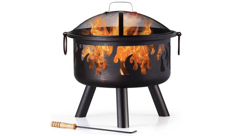 VonHaus 54 x54cm Steel Flame Design Round Fire Pit